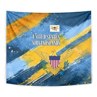 United States Virgin Islands Tapestry with Blue Yellow Eagle Design and Government Seal - Wonder Print Shop