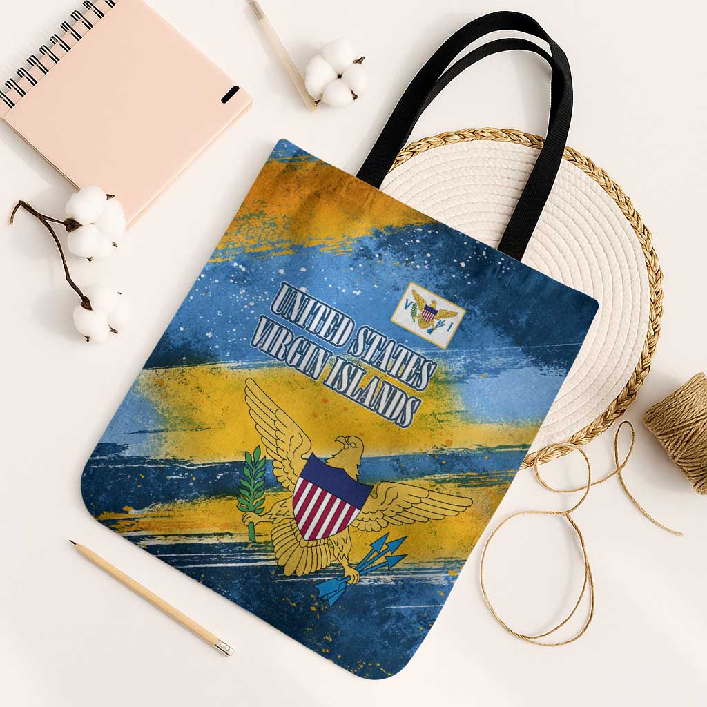 United States Virgin Islands Tote Bag with Blue Yellow Eagle Design and Government Seal - Wonder Print Shop