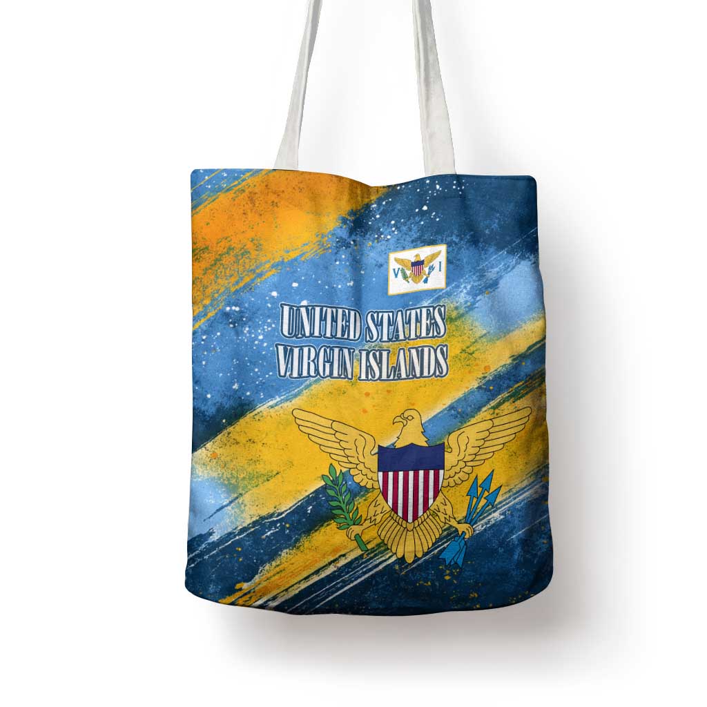 United States Virgin Islands Tote Bag with Blue Yellow Eagle Design and Government Seal - Wonder Print Shop