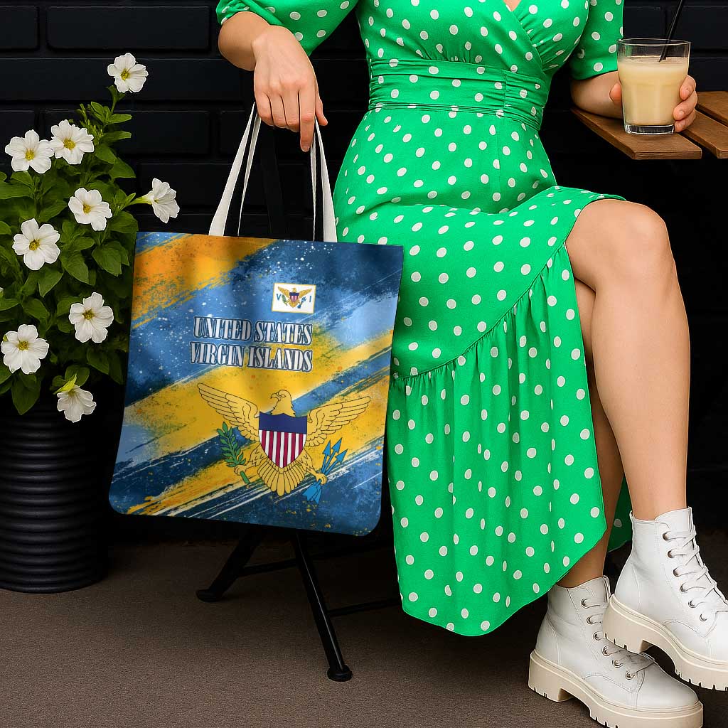 United States Virgin Islands Tote Bag with Blue Yellow Eagle Design and Government Seal - Wonder Print Shop