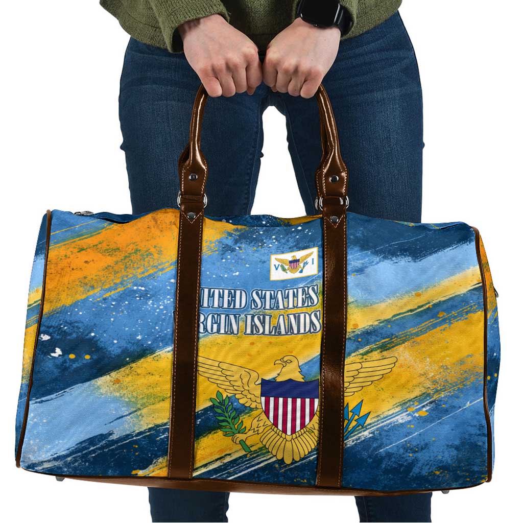 United States Virgin Islands Travel Bag with Blue Yellow Eagle Design and Government Seal - Wonder Print Shop