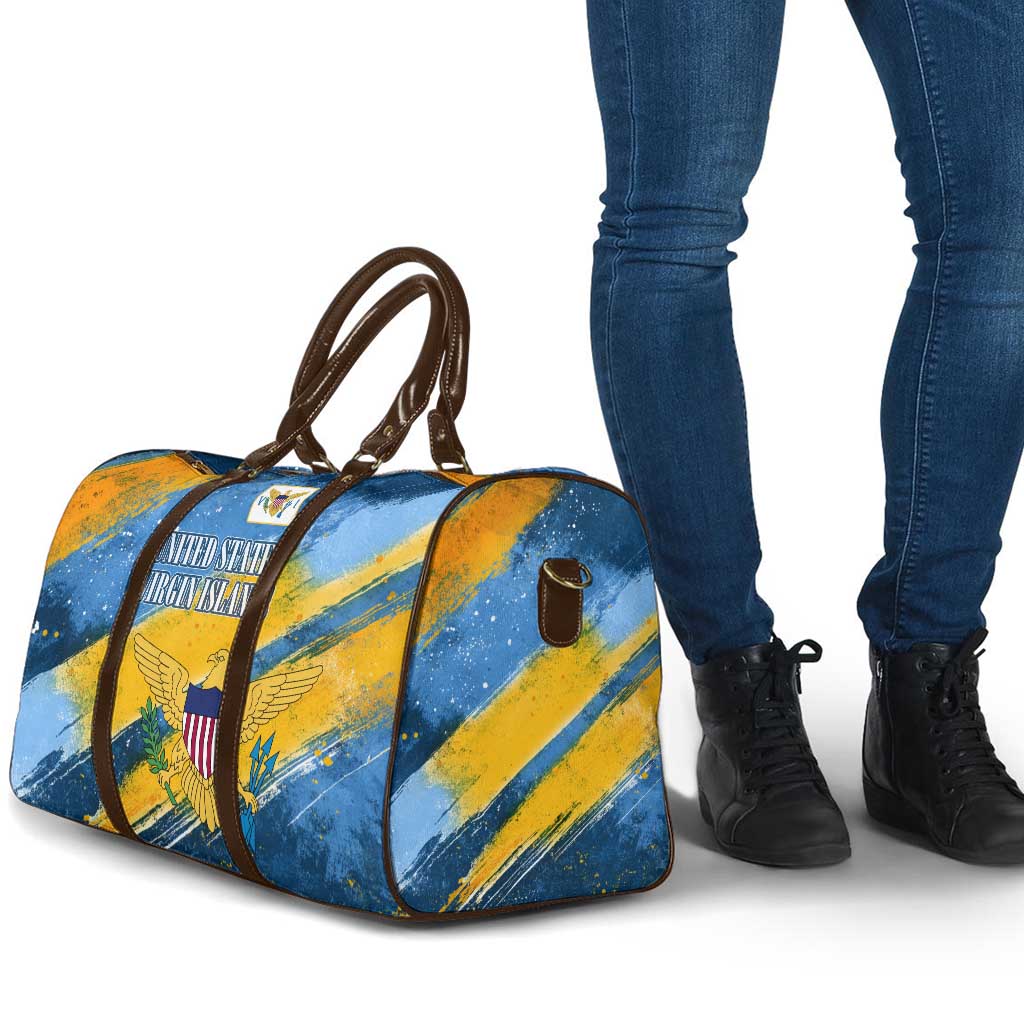 United States Virgin Islands Travel Bag with Blue Yellow Eagle Design and Government Seal - Wonder Print Shop