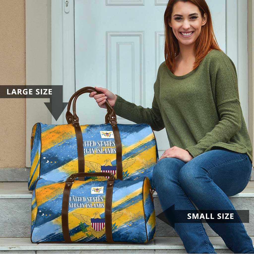 United States Virgin Islands Travel Bag with Blue Yellow Eagle Design and Government Seal - Wonder Print Shop