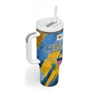 United States Virgin Islands Tumbler With Handle with Blue Yellow Eagle Design and Government Seal - Wonder Print Shop