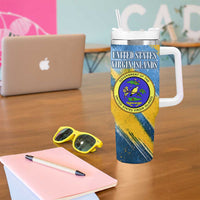 United States Virgin Islands Tumbler With Handle with Blue Yellow Eagle Design and Government Seal - Wonder Print Shop
