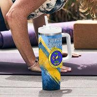 United States Virgin Islands Tumbler With Handle with Blue Yellow Eagle Design and Government Seal - Wonder Print Shop