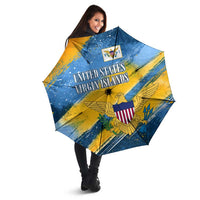United States Virgin Islands Umbrella with Blue Yellow Eagle Design and Government Seal - Wonder Print Shop