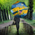 United States Virgin Islands Umbrella with Blue Yellow Eagle Design and Government Seal - Wonder Print Shop