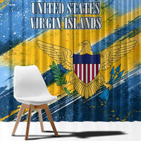 United States Virgin Islands Window Curtain with Blue Yellow Eagle Design and Government Seal - Wonder Print Shop