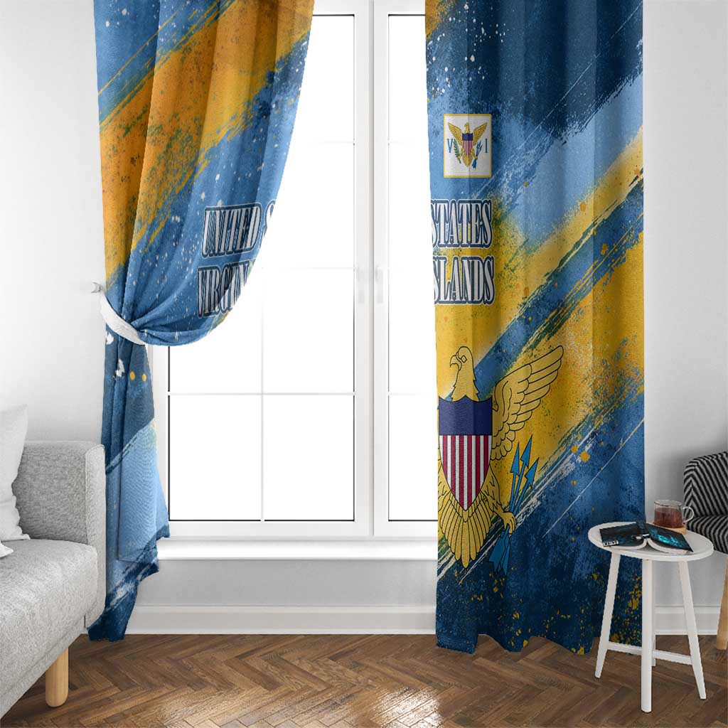 United States Virgin Islands Window Curtain with Blue Yellow Eagle Design and Government Seal - Wonder Print Shop