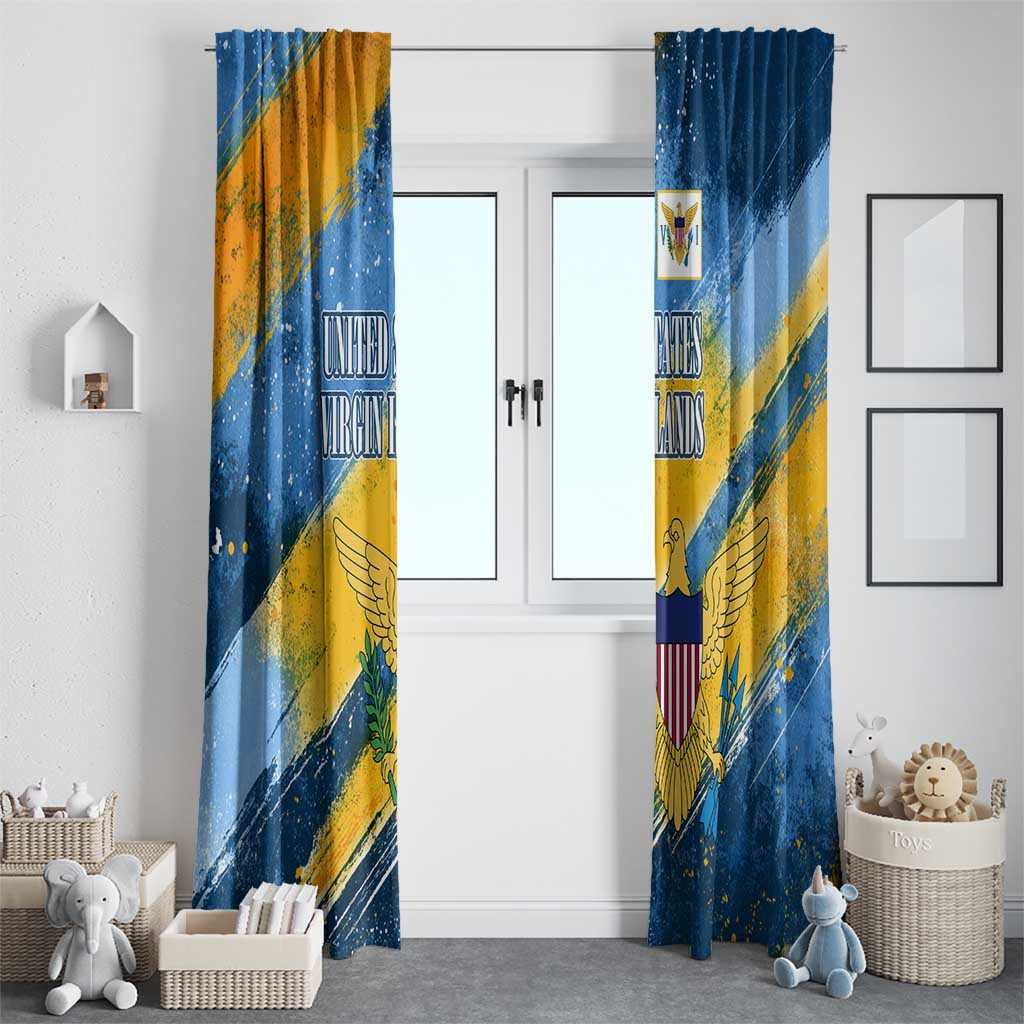 United States Virgin Islands Window Curtain with Blue Yellow Eagle Design and Government Seal - Wonder Print Shop
