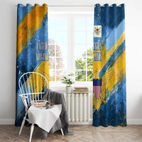 United States Virgin Islands Window Curtain with Blue Yellow Eagle Design and Government Seal - Wonder Print Shop