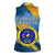 United States Virgin Islands Women Sleeveless Polo Shirt with Blue Yellow Eagle Design and Government Seal - Wonder Print Shop