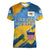 United States Virgin Islands Women V-Neck T-Shirt with Blue Yellow Eagle Design and Government Seal - Wonder Print Shop