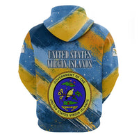 United States Virgin Islands Zip Hoodie with Blue Yellow Eagle Design and Government Seal - Wonder Print Shop