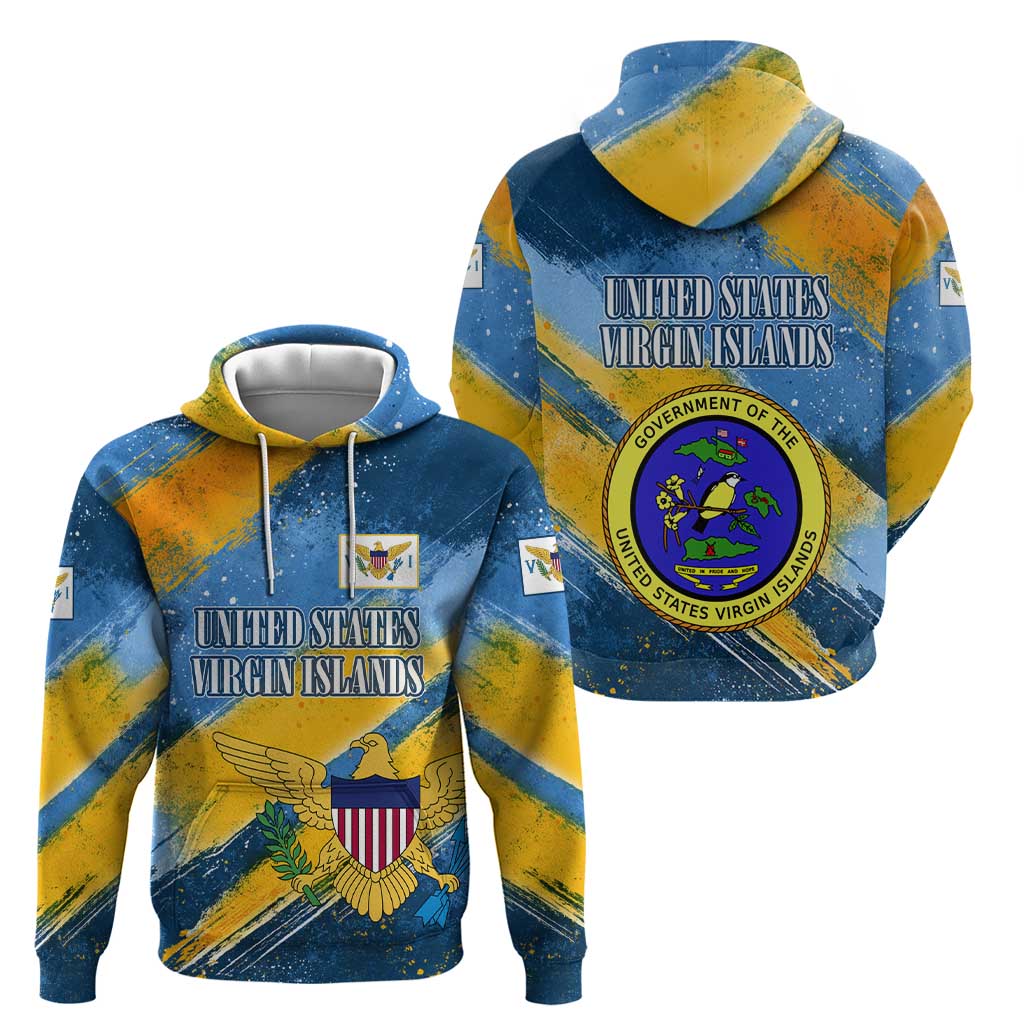 United States Virgin Islands Zip Hoodie with Blue Yellow Eagle Design and Government Seal - Wonder Print Shop