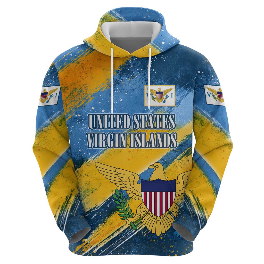 United States Virgin Islands Zip Hoodie with Blue Yellow Eagle Design and Government Seal - Wonder Print Shop