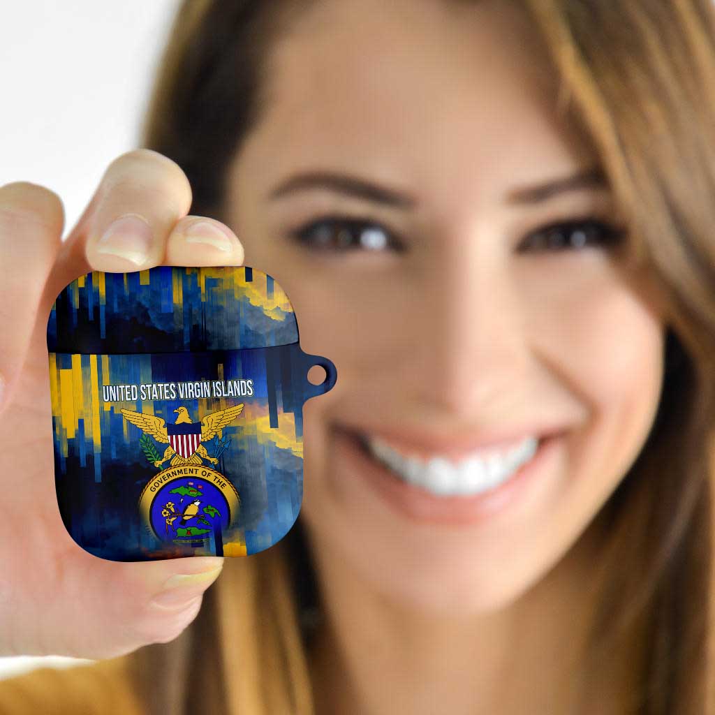 United States Virgin Islands AirPods Case with Blue Yellow Government Seal Design and Bald Eagle - Wonder Print Shop