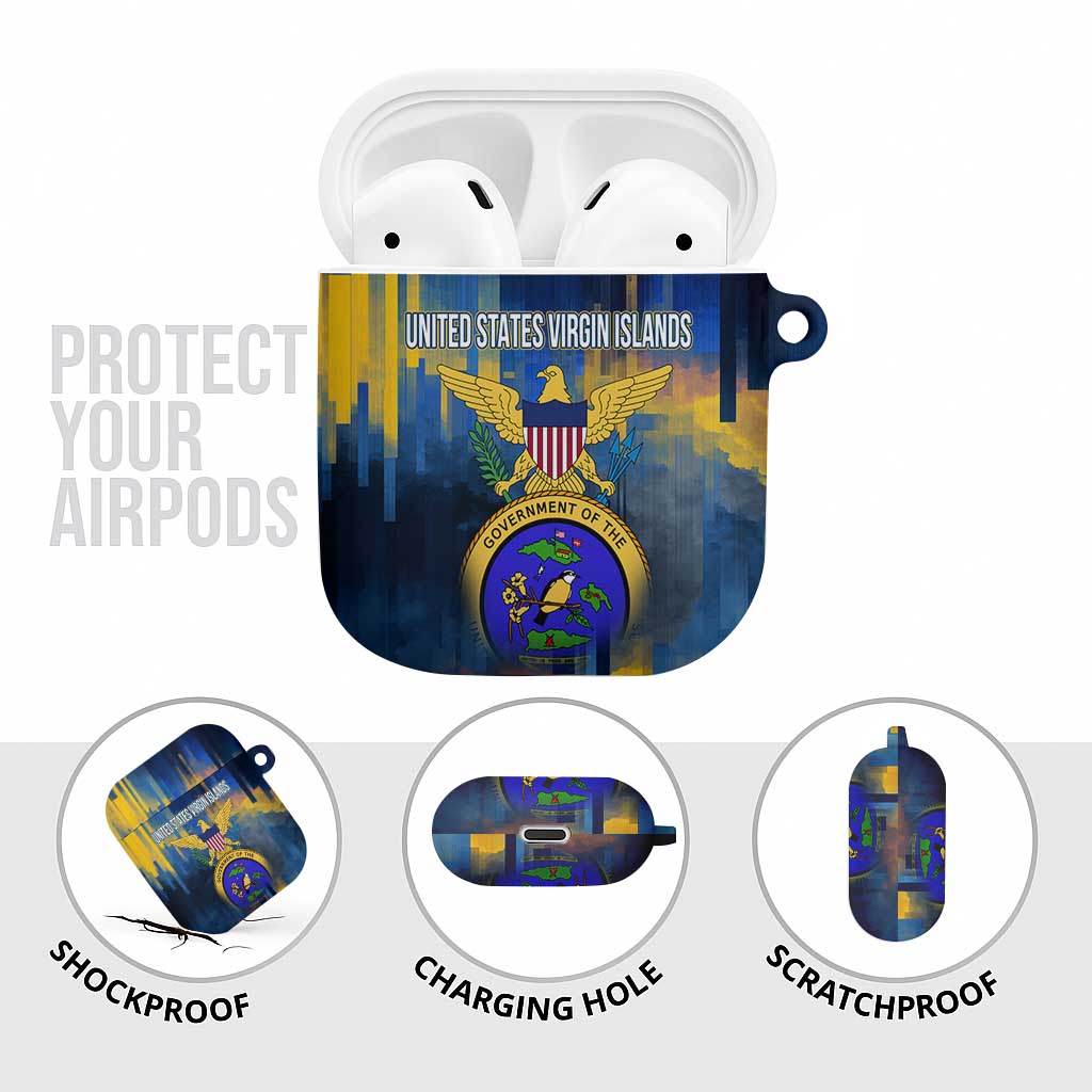 United States Virgin Islands AirPods Case with Blue Yellow Government Seal Design and Bald Eagle - Wonder Print Shop