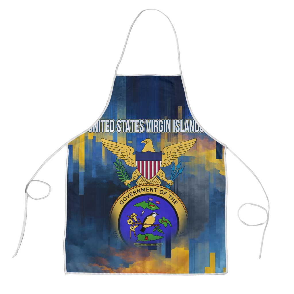 United States Virgin Islands Apron with Blue Yellow Government Seal Design and Bald Eagle - Wonder Print Shop