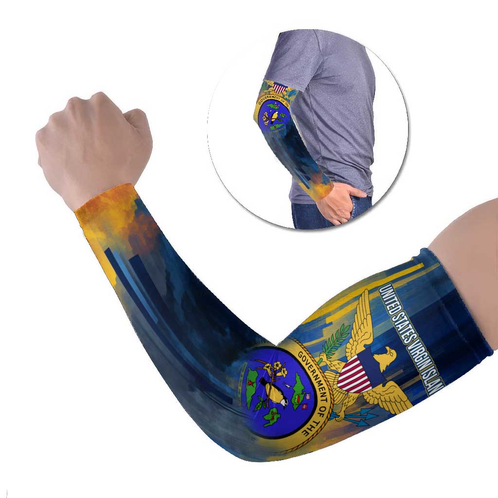 United States Virgin Islands Arm Sleeves with Blue Yellow Government Seal Design and Bald Eagle - Wonder Print Shop