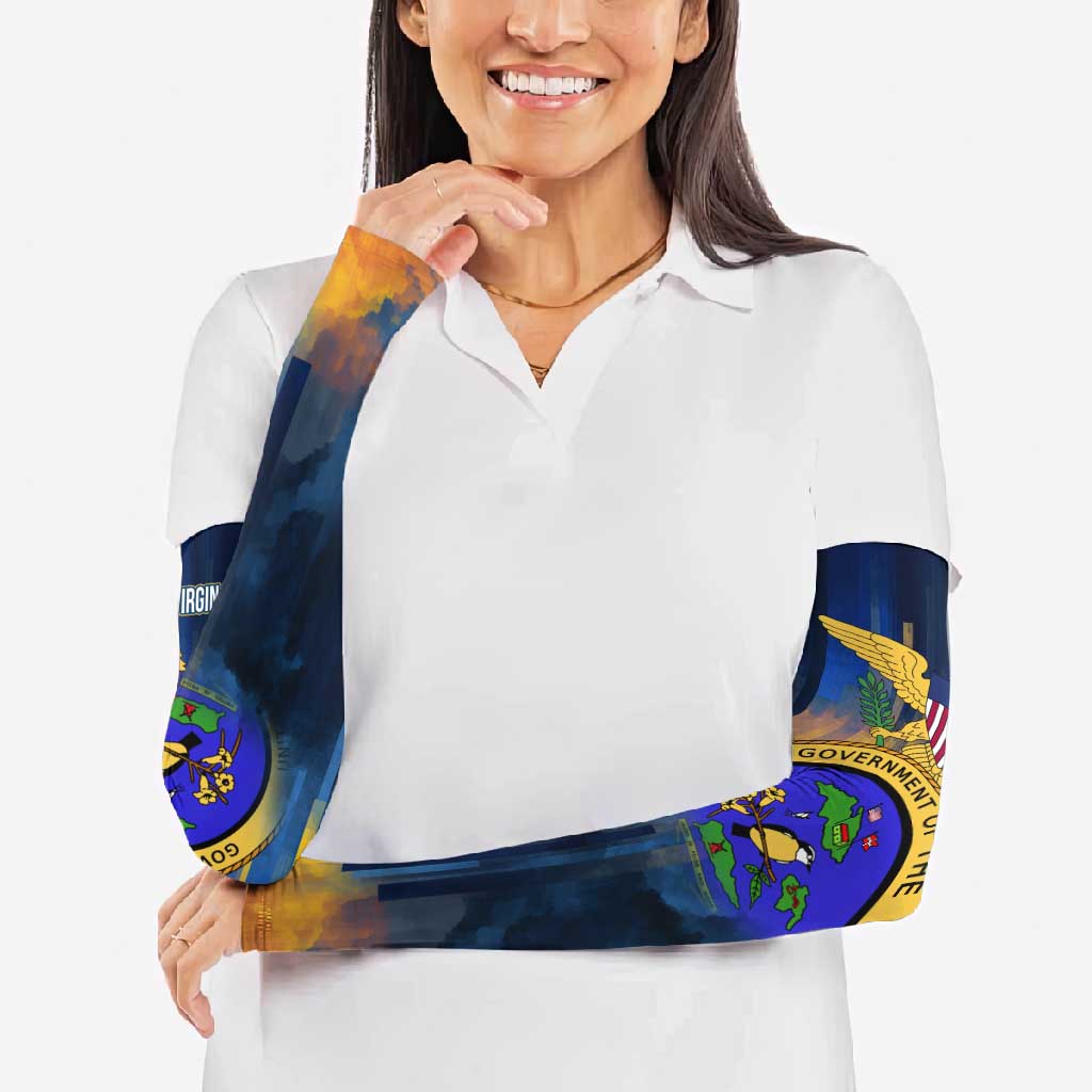 United States Virgin Islands Arm Sleeves with Blue Yellow Government Seal Design and Bald Eagle - Wonder Print Shop