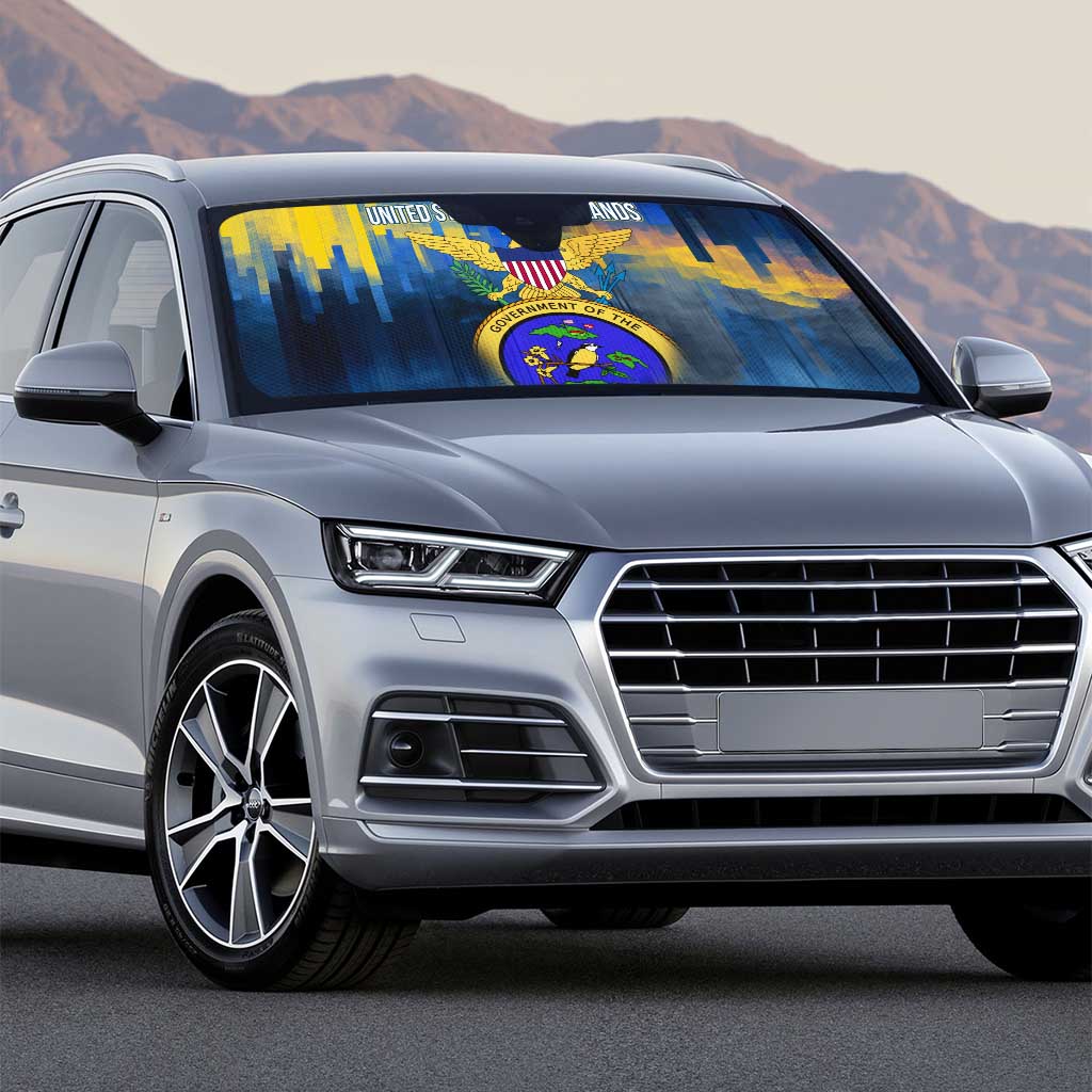 United States Virgin Islands Auto Sun Shade with Blue Yellow Government Seal Design and Bald Eagle - Wonder Print Shop