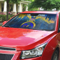 United States Virgin Islands Auto Sun Shade with Blue Yellow Government Seal Design and Bald Eagle - Wonder Print Shop