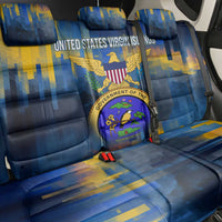 United States Virgin Islands Back Car Seat Cover with Blue Yellow Government Seal Design and Bald Eagle - Wonder Print Shop