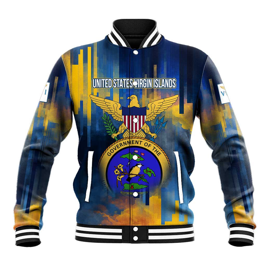 United States Virgin Islands Baseball Jacket with Blue Yellow Government Seal Design and Bald Eagle - Wonder Print Shop