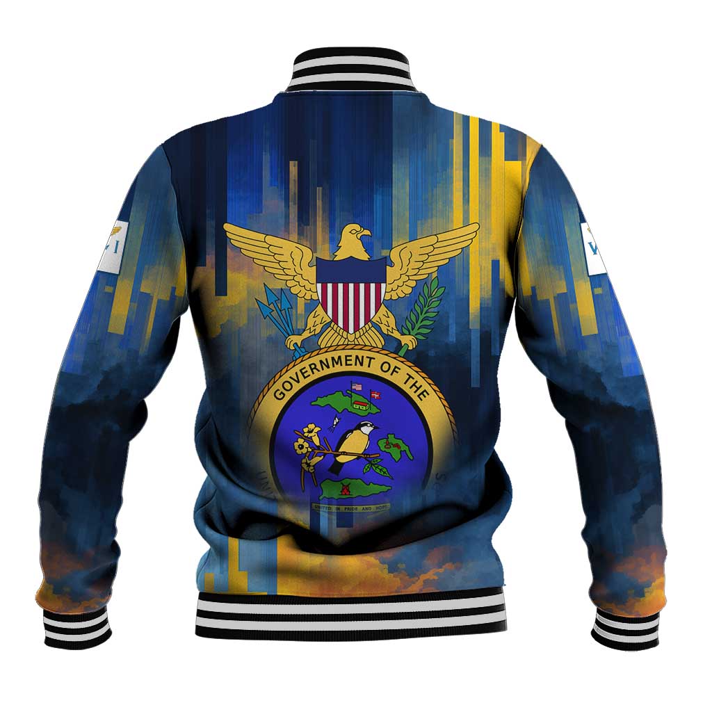 United States Virgin Islands Baseball Jacket with Blue Yellow Government Seal Design and Bald Eagle - Wonder Print Shop