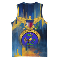 United States Virgin Islands Basketball Jersey with Blue Yellow Government Seal Design and Bald Eagle - Wonder Print Shop