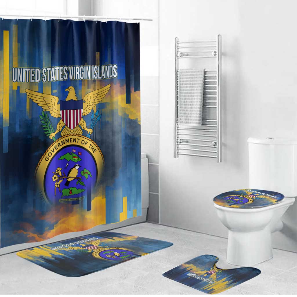 United States Virgin Islands Bathroom Set with Blue Yellow Government Seal Design and Bald Eagle - Wonder Print Shop