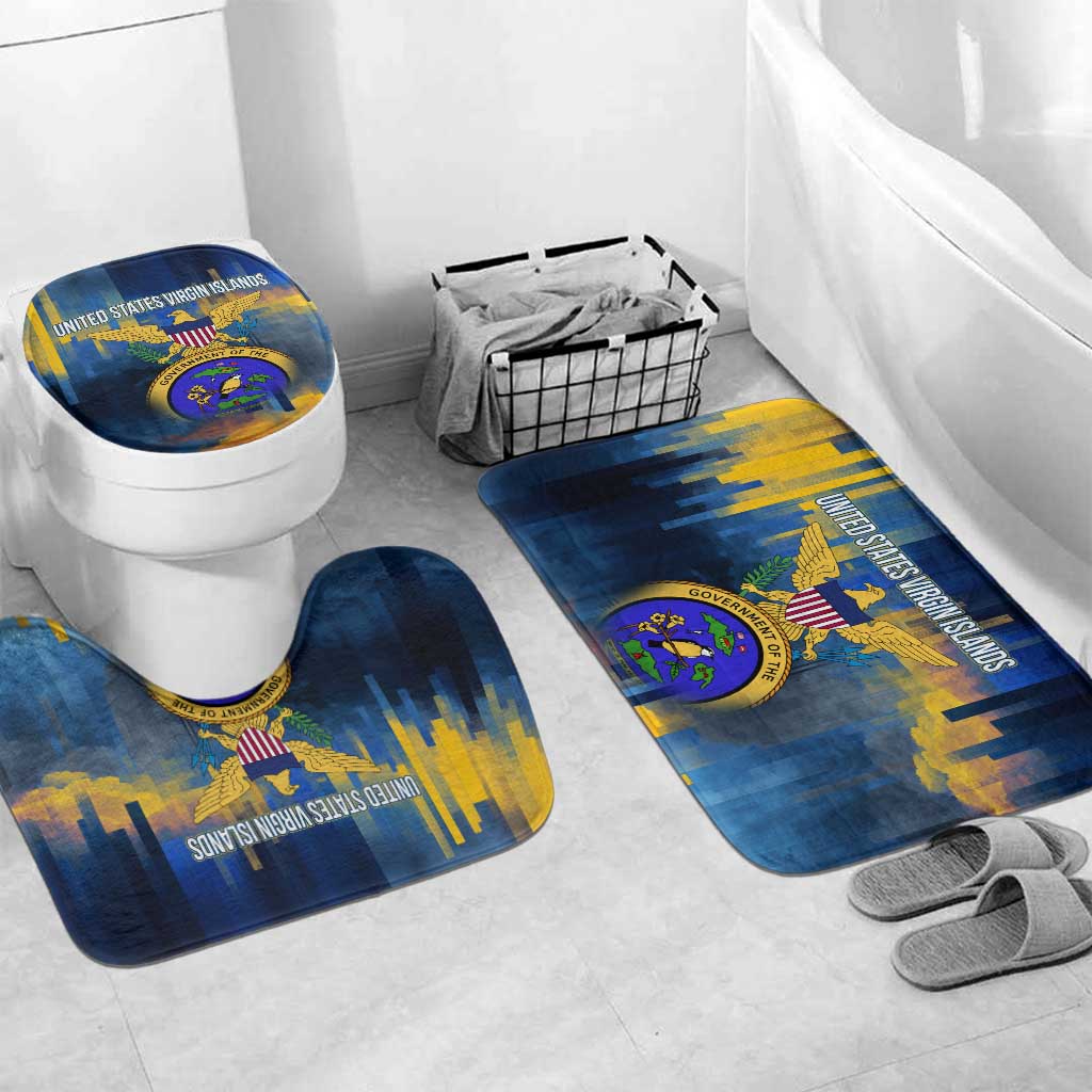 United States Virgin Islands Bathroom Set with Blue Yellow Government Seal Design and Bald Eagle - Wonder Print Shop