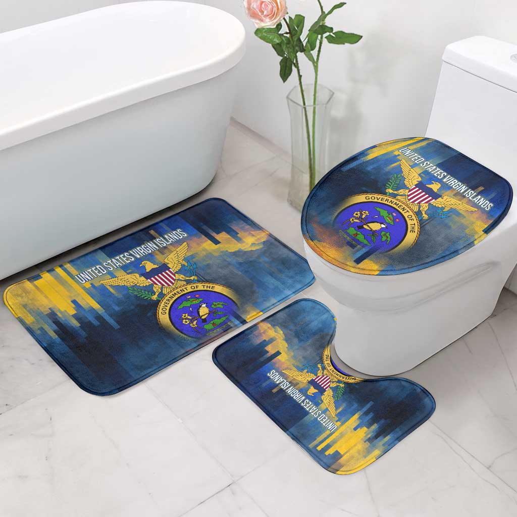 United States Virgin Islands Bathroom Set with Blue Yellow Government Seal Design and Bald Eagle - Wonder Print Shop