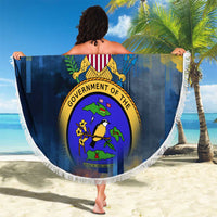 United States Virgin Islands Beach Blanket with Blue Yellow Government Seal Design and Bald Eagle - Wonder Print Shop