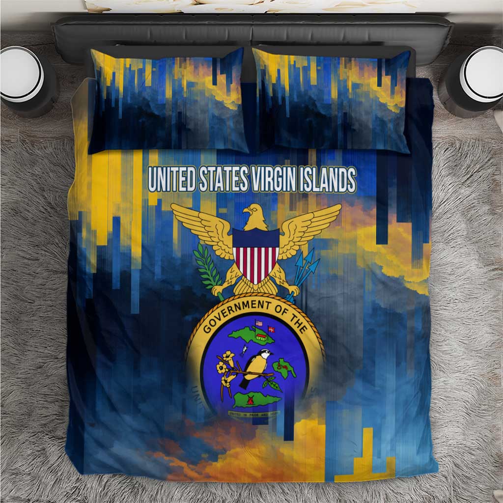 United States Virgin Islands Bedding Set with Blue Yellow Government Seal Design and Bald Eagle - Wonder Print Shop