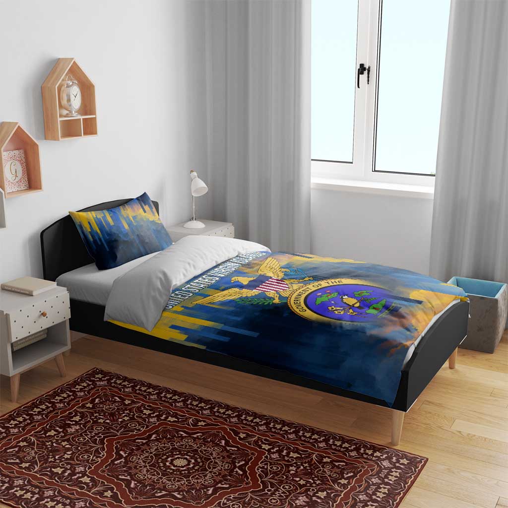 United States Virgin Islands Bedding Set with Blue Yellow Government Seal Design and Bald Eagle - Wonder Print Shop