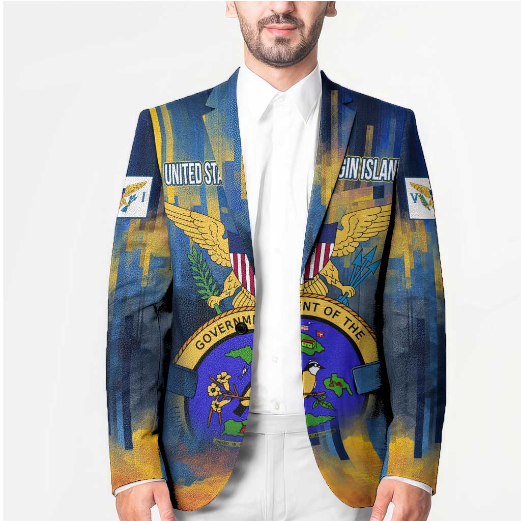 United States Virgin Islands Blazer with Blue Yellow Government Seal Design and Bald Eagle - Wonder Print Shop