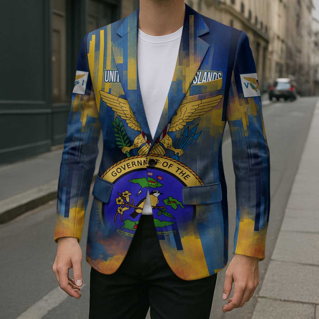 United States Virgin Islands Blazer with Blue Yellow Government Seal Design and Bald Eagle - Wonder Print Shop
