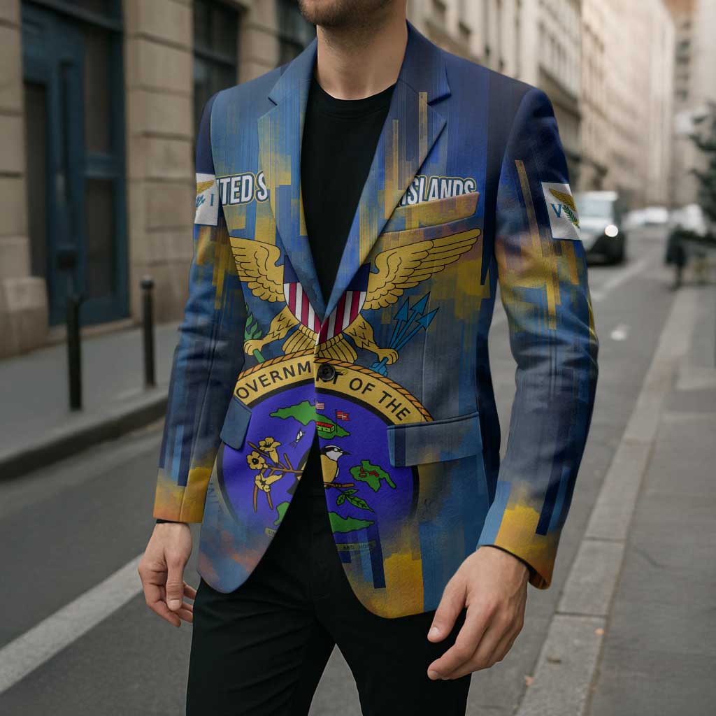 United States Virgin Islands Blazer with Blue Yellow Government Seal Design and Bald Eagle - Wonder Print Shop