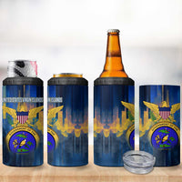 United States Virgin Islands 4 in 1 Can Cooler Tumbler with Blue Yellow Government Seal Design and Bald Eagle - Wonder Print Shop