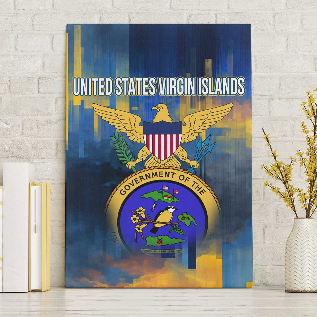 United States Virgin Islands Canvas Wall Art with Blue Yellow Government Seal Design and Bald Eagle - Wonder Print Shop