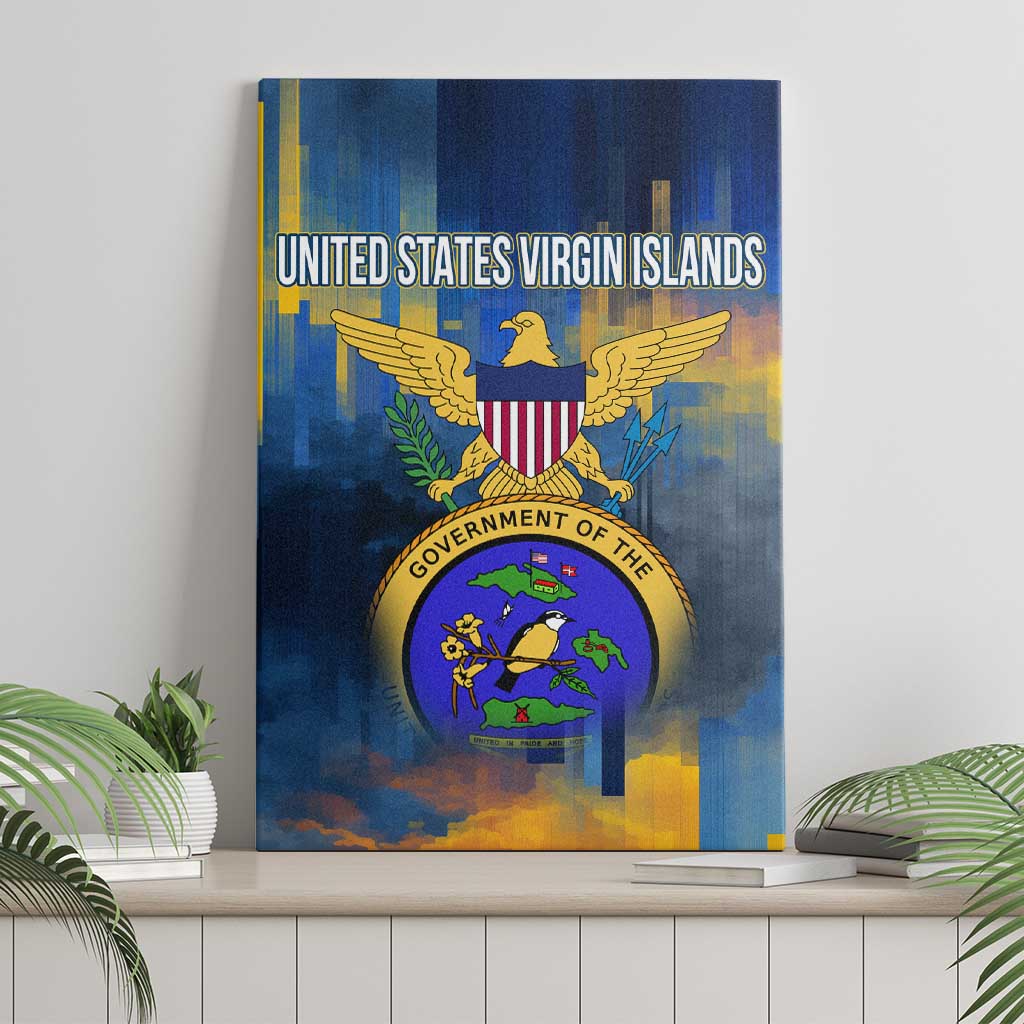 United States Virgin Islands Canvas Wall Art with Blue Yellow Government Seal Design and Bald Eagle - Wonder Print Shop
