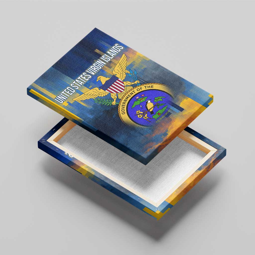 United States Virgin Islands Canvas Wall Art with Blue Yellow Government Seal Design and Bald Eagle - Wonder Print Shop