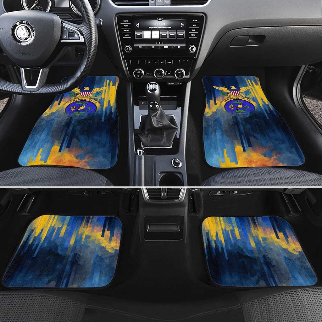 United States Virgin Islands Car Mats with Blue Yellow Government Seal Design and Bald Eagle - Wonder Print Shop
