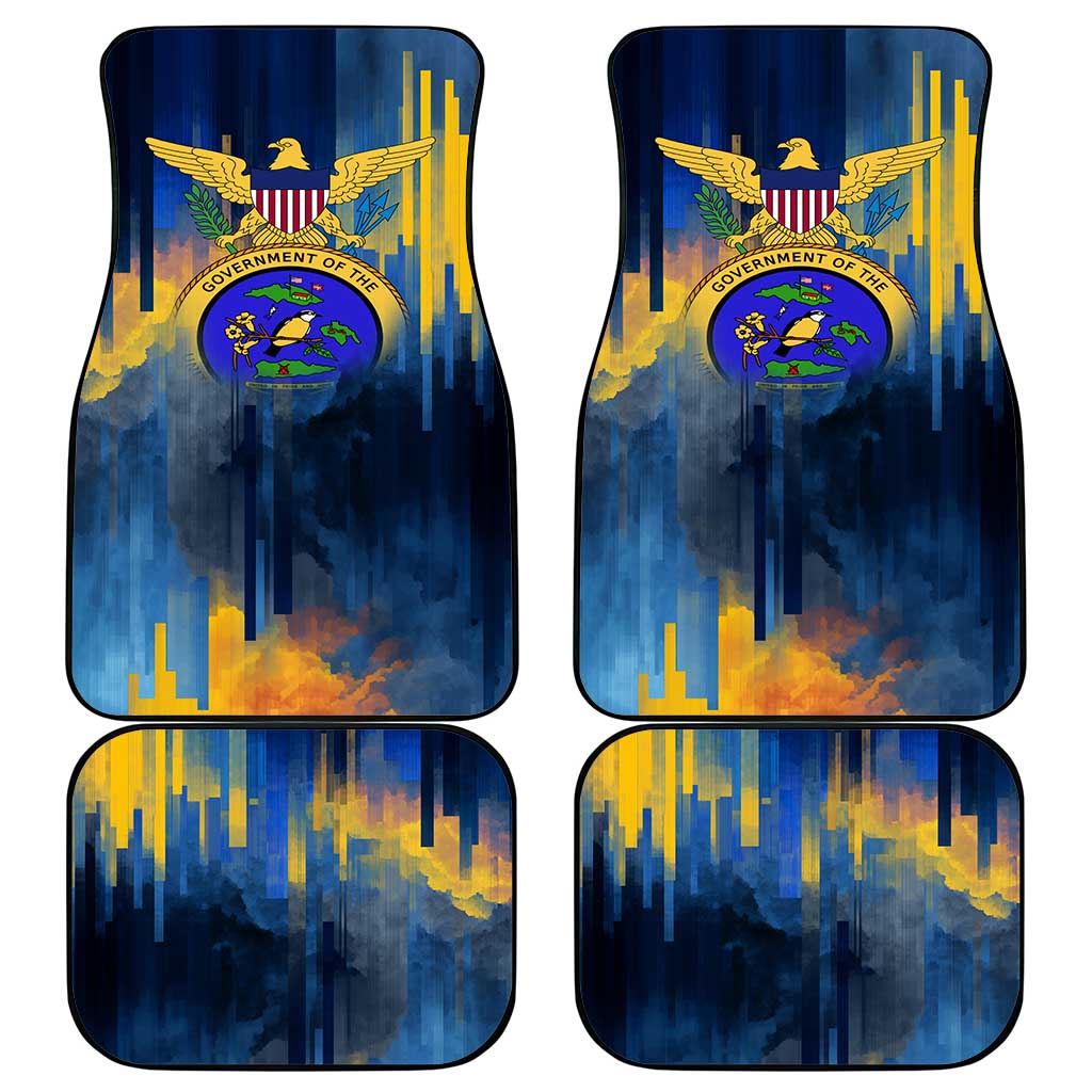 United States Virgin Islands Car Mats with Blue Yellow Government Seal Design and Bald Eagle - Wonder Print Shop