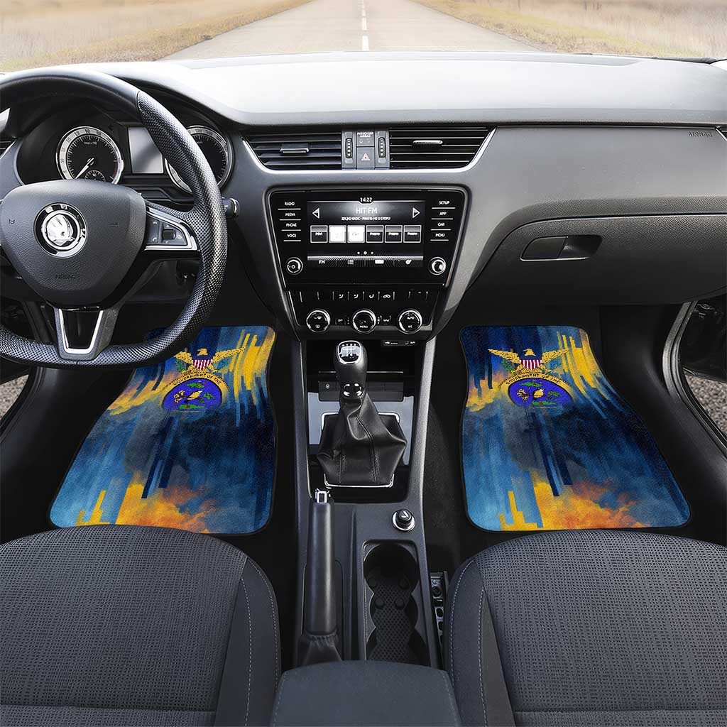 United States Virgin Islands Car Mats with Blue Yellow Government Seal Design and Bald Eagle - Wonder Print Shop