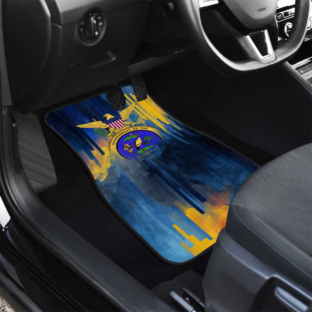 United States Virgin Islands Car Mats with Blue Yellow Government Seal Design and Bald Eagle - Wonder Print Shop