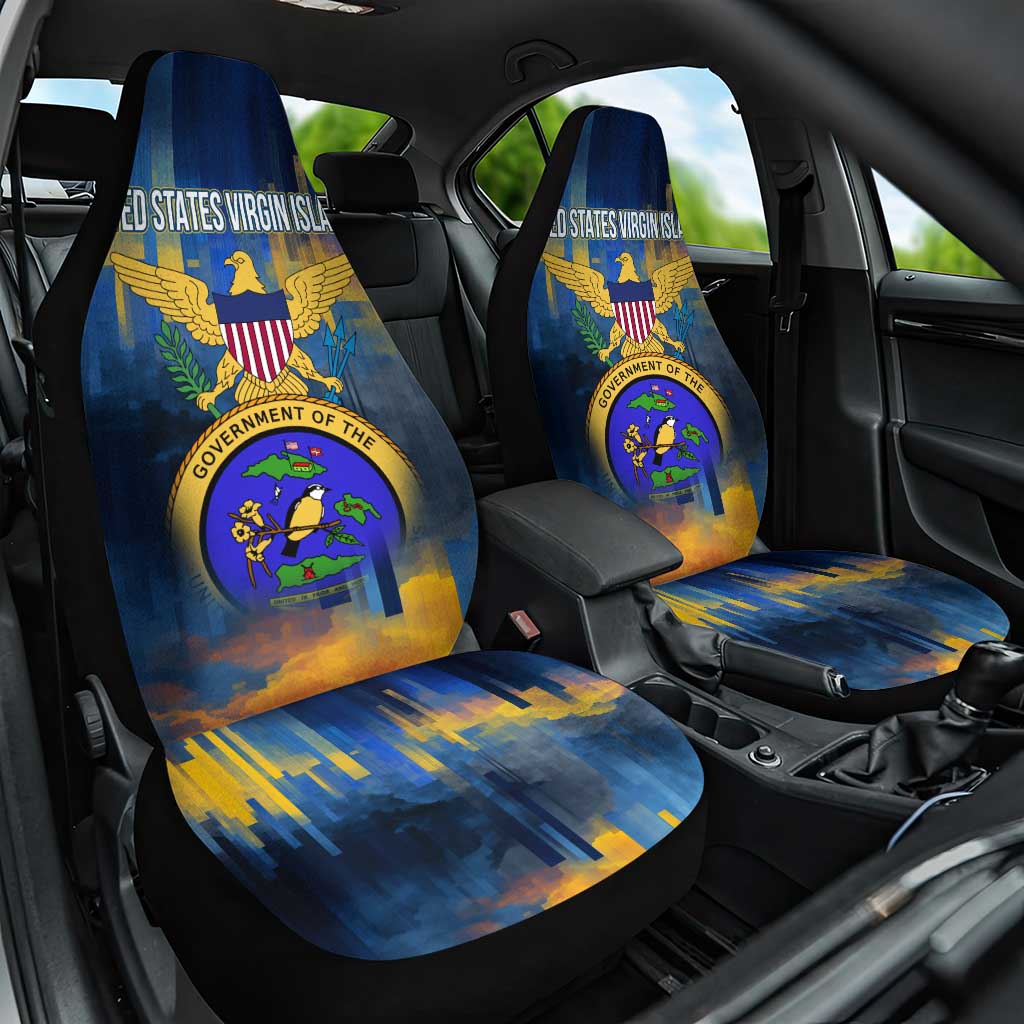 United States Virgin Islands Car Seat Cover with Blue Yellow Government Seal Design and Bald Eagle - Wonder Print Shop